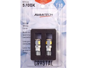 Лампа светодиодная Avantech 12V LED T10 W5W 5700K (резистор), комплект 2 шт.