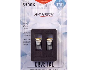 Лампа светодиодная Avantech 12V LED T10 W5W 6500K, комплект 2 шт.